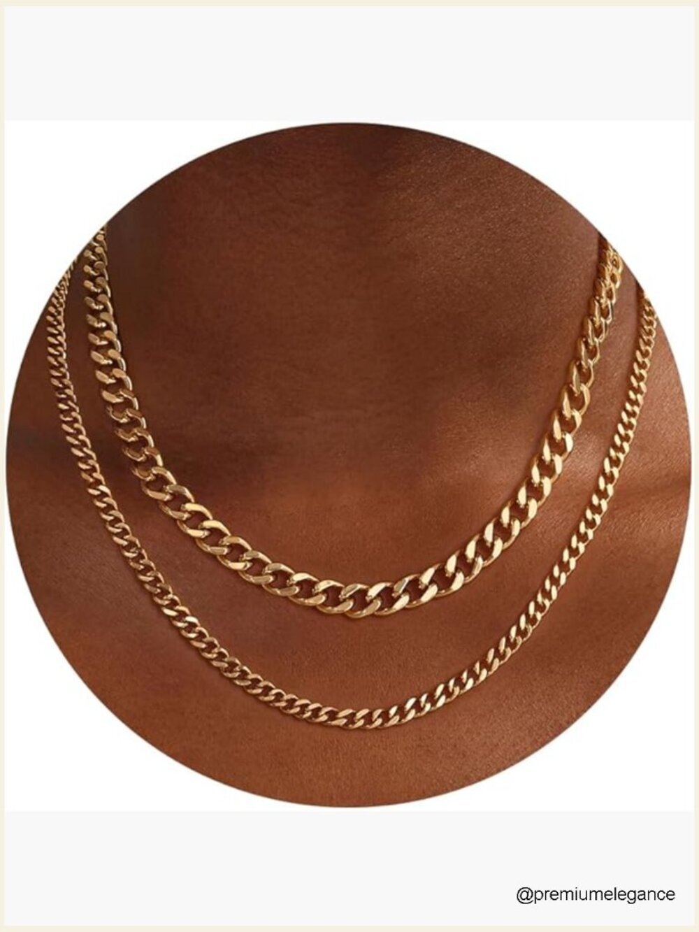 2-Layer Trendy Chunky Chain Necklace Set 16.5-18in